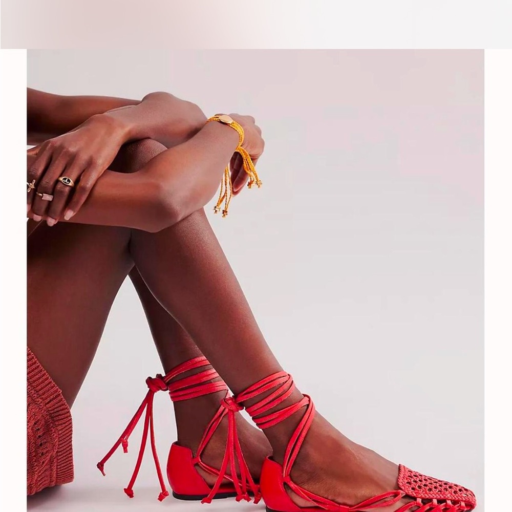 Red Lace-Up Women's Shoes